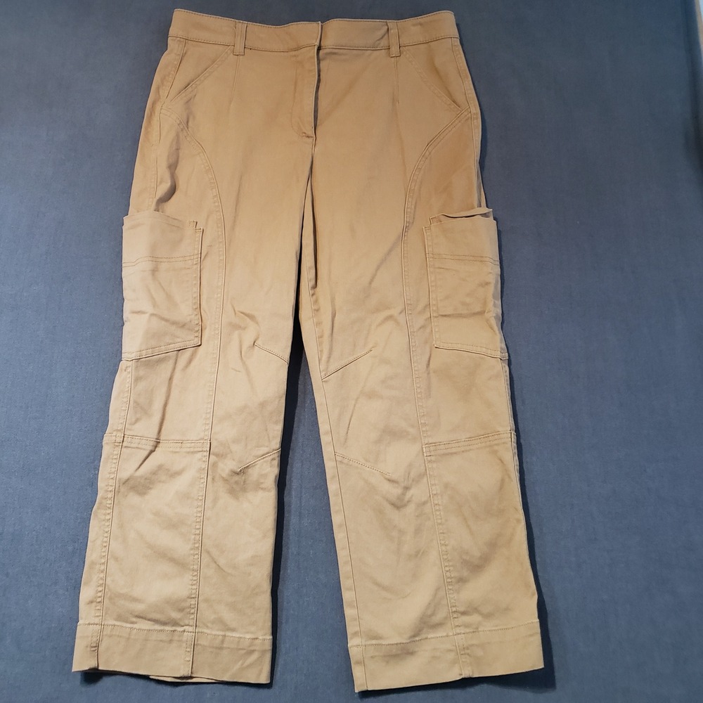 Democracy Cargo Pants Womens 14 Tan Ab solution Wide Leg Stretch Utility Khaki